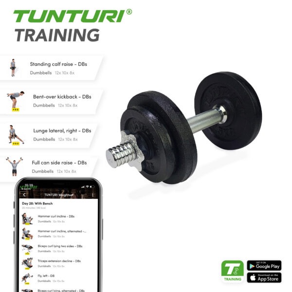 Hantel TUNTURI Dumbbellset 10kg, 1 bar - Image 8
