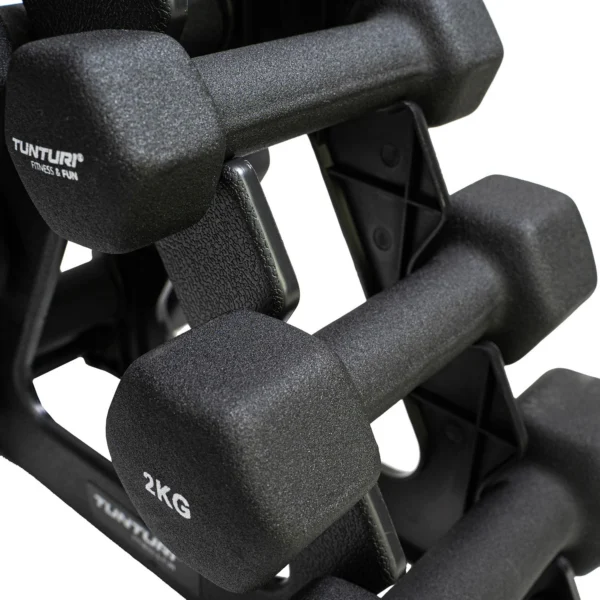 Hantlid TUNTURI Neopreen Dumbbellset, 3 paari + hoidik - Image 7