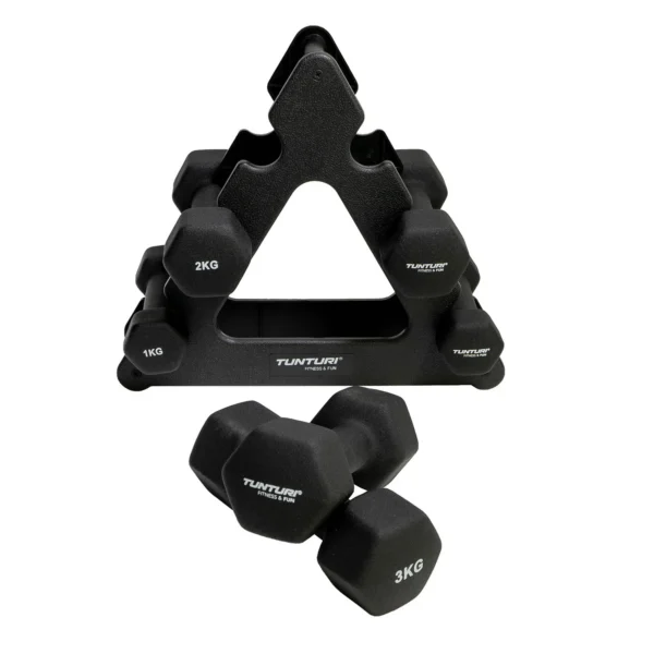 Hantlid TUNTURI Neopreen Dumbbellset, 3 paari + hoidik - Image 6