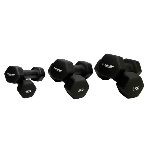 Hantlid TUNTURI Neopreen Dumbbellset, 3 paari + hoidik - Image 4