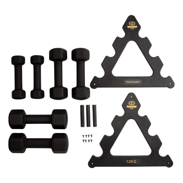 Hantlite komplekt koos alusega Tunturi Centuri Neopreen Dumbellset 3Prs+Stand - Image 4