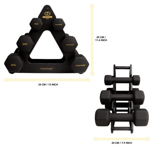 Hantlite komplekt koos alusega Tunturi Centuri Neopreen Dumbellset 3Prs+Stand - Image 5