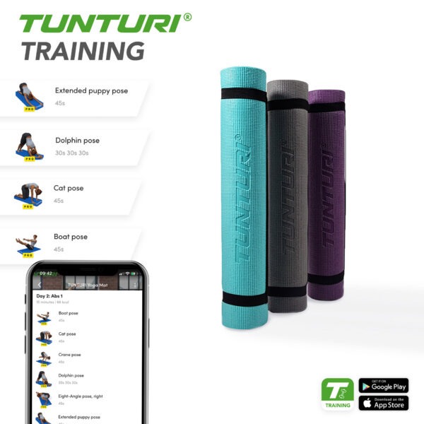 Joogamatt TUNTURI TPE Yogamat 4mm, lilla - Image 9