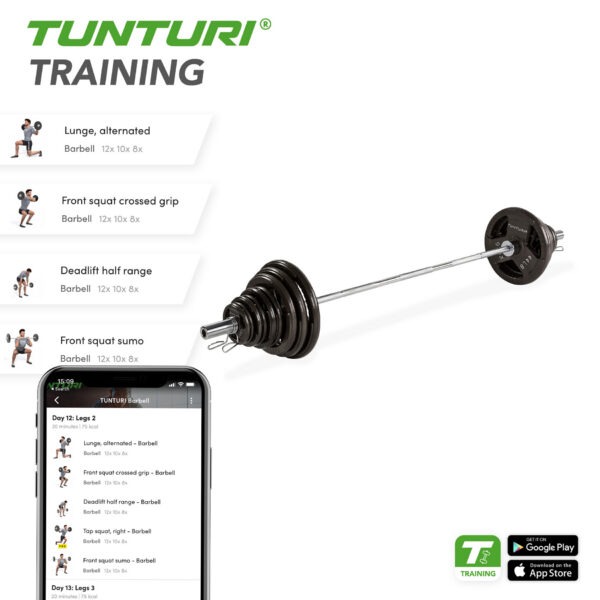 Tõstekangikomplekt TUNTURI 140kg Tri-Grip Barbell Set - Image 4