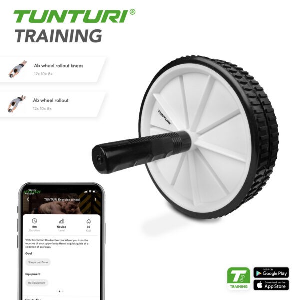 Kõhulihaste treeningrull TUNTURI Double Exercise Wheel - Image 3