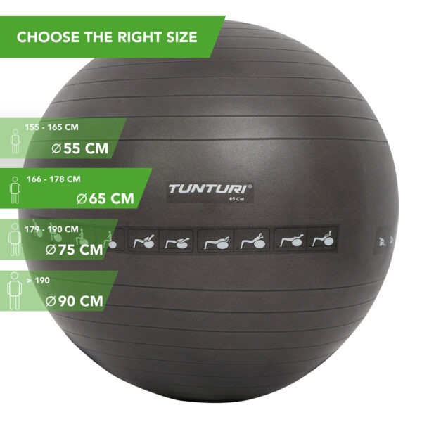 Võimlemispall TUNTURI Gymball 65cm anti-burst, must - Image 3