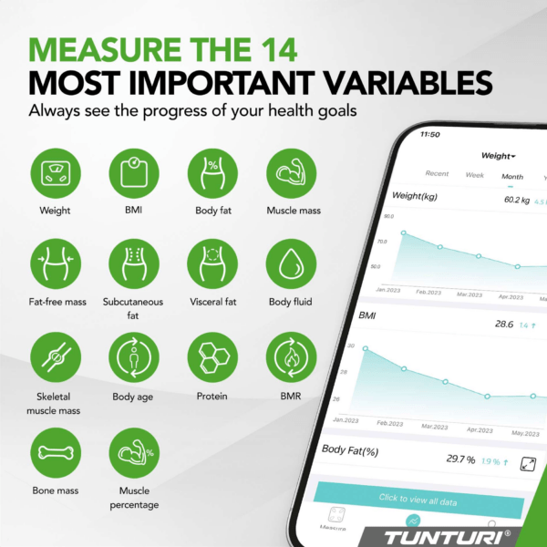 Kaal TUNTURI SC30 Smart Scale with App, must - Image 4