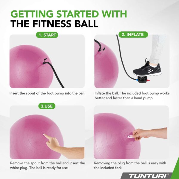 Võimlemispall TUNTURI Gymball 75cm Anti Burst, lilla - Image 2