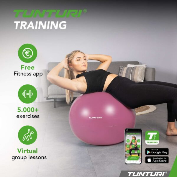 Võimlemispall TUNTURI Gymball 75cm Anti Burst, lilla - Image 5
