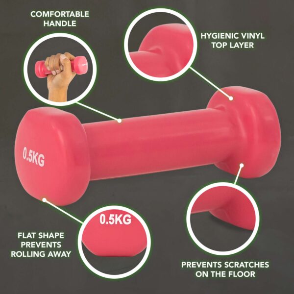 Hantlid TUNTURI Vinyl Dumbbells 2 x 0,5 kg, roosa - Image 3