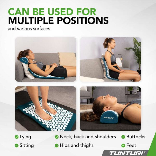 Akupunktuurimatt ja -padi TUNTURI Acupressure Mat And Pillow, Petrol Blue - Image 6
