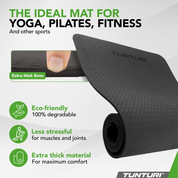 Joogamatt Tunturi Yogamat 8mm, Black - Image 7