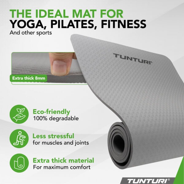 Joogamatt Tunturi Yogamat 8mm, Grey - Image 7