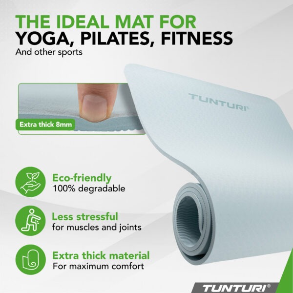 Joogamatt Tunturi Yogamat 8mm, Light Blue - Image 7