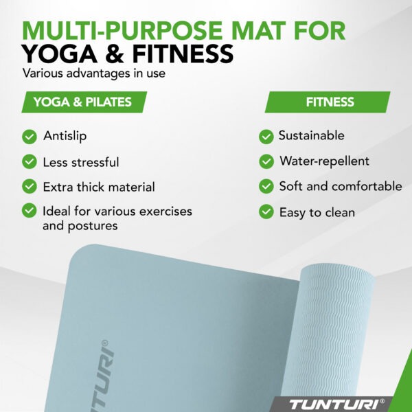 Joogamatt Tunturi Yogamat 8mm, Light Blue - Image 4