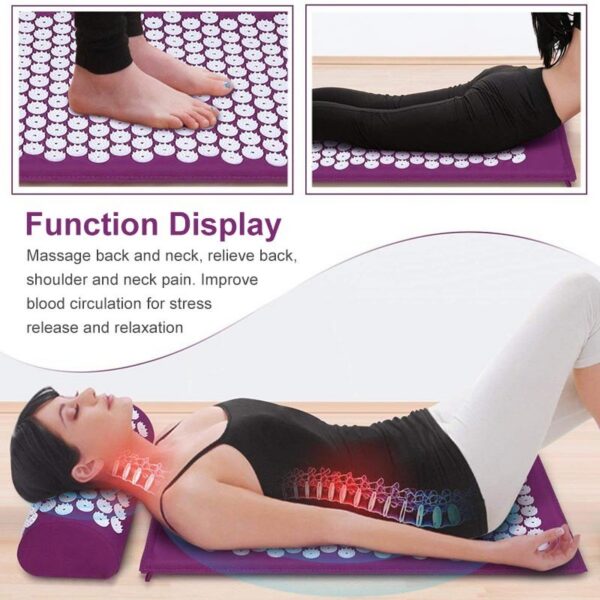 Punktimassaaži matt padjaga MM-001 Acupressure Mat with Pillow, roosa - Image 4