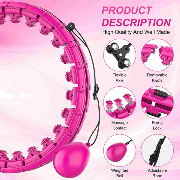 Masseeriv hularõngas raskusega Smart Hula Hoop M2, roosa - Image 4