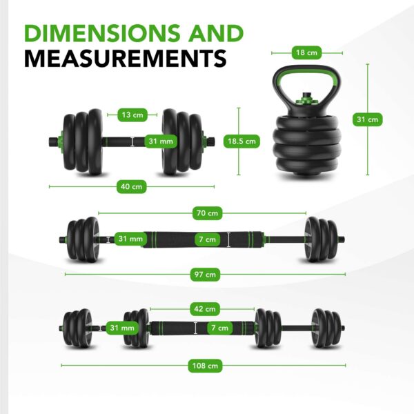 Jõutreeningu komplekt TUNTURI Barbell & Dumbbell Set 20 kg - Image 3