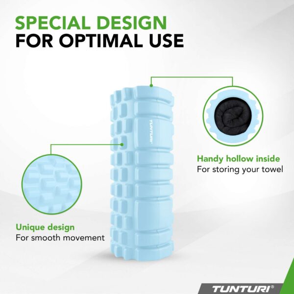 Massažirull TUNTURI Yoga Grid Foam Roller, 33cm, Light Blue - Image 2