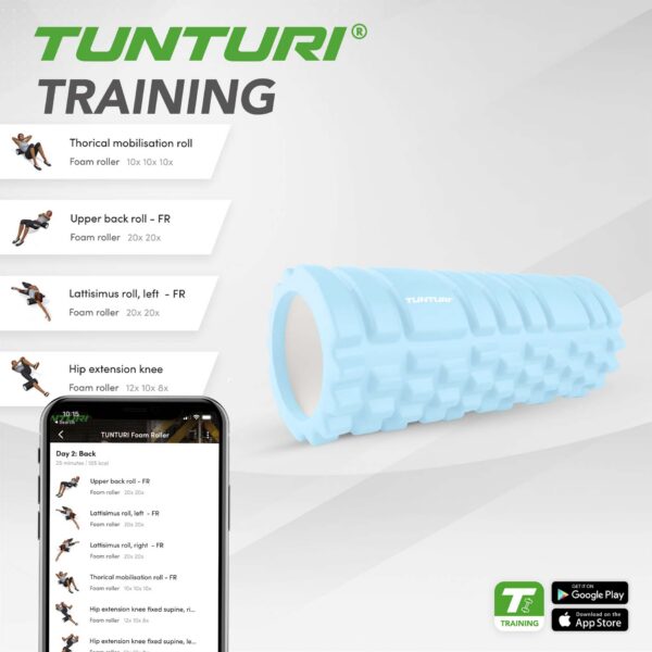 Massažirull TUNTURI Yoga Grid Foam Roller, 33cm, Light Blue - Image 5