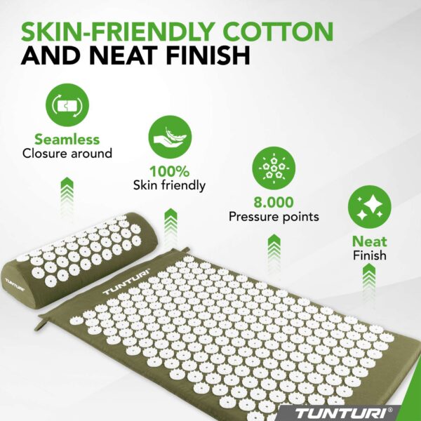 Akupunktuurimatt ja -padi TUNTURI Acupressure Mat And Pillow, Army Green - Image 3