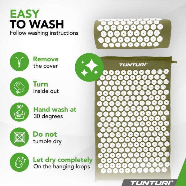Akupunktuurimatt ja -padi TUNTURI Acupressure Mat And Pillow, Army Green - Image 2