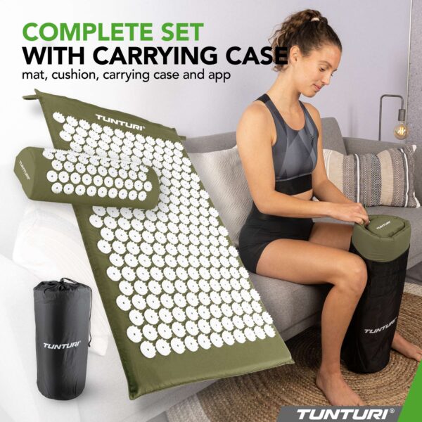 Akupunktuurimatt ja -padi TUNTURI Acupressure Mat And Pillow, Army Green - Image 7