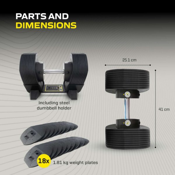 Reguleeritav hantel TUNTURI MX Select MX85 Dumbbell  5,6-38,6 kg, knurled - Image 4