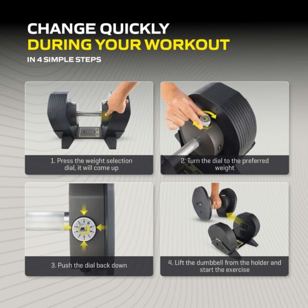 Reguleeritav hantel TUNTURI MX Select MX85 Dumbbell  5,6-38,6 kg, knurled - Image 5