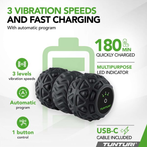 Vibreeriv massaažirull TUNTURI Vibrating Duo Massage Roller - Image 7