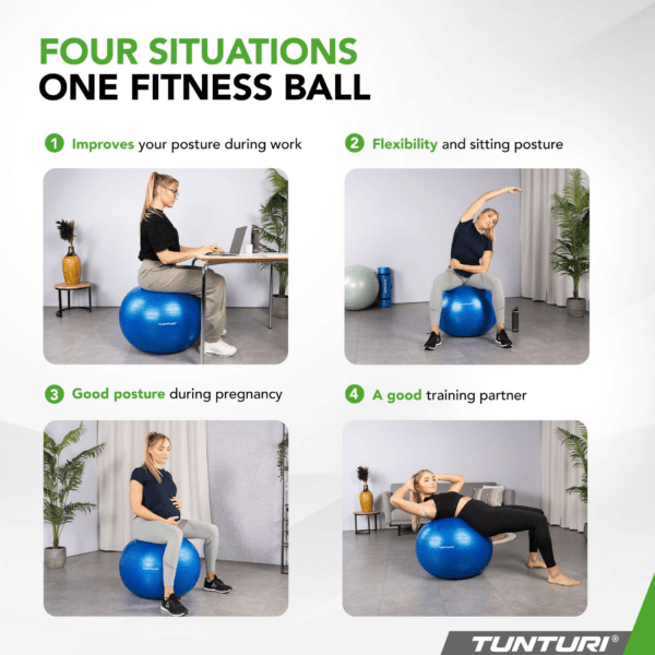Võimlemispall TUNTURI Gymball 75 cm, Anti-Burst, Blue - Image 9