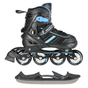 (Rull)uisud NILS Extreme 2in1 In-line Skates/Figure Ice Skates, Black/Blue (L)