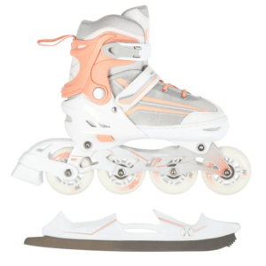 (Rull)uisud NILS Extreme 2in1 In-line Skates/Figure Ice Skates, White/Pink (L)