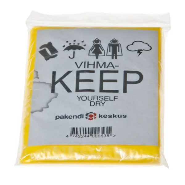 Vihmakeep, "Pakendikeskus" trükiga, läipaistev kollane - Image 3