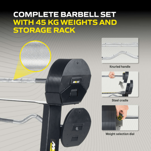Reguleeritav tõstekang TUNTURI MX100 Barbell 12,8 - 45,5 kg - Image 4