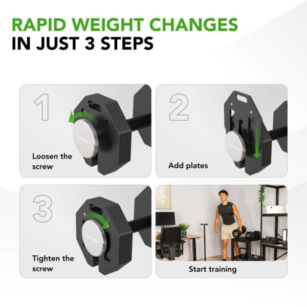 Hantel TUNTURI Rapid Adjustable Dumbbell 20kg - Image 5
