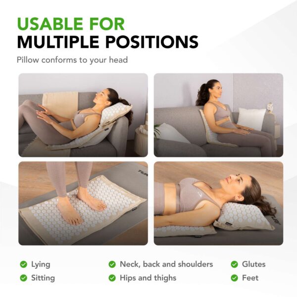 Akupunktuurimatt ja -padi TUNTURI PRO Acupressure Mat And Pillow, Beige - Image 2