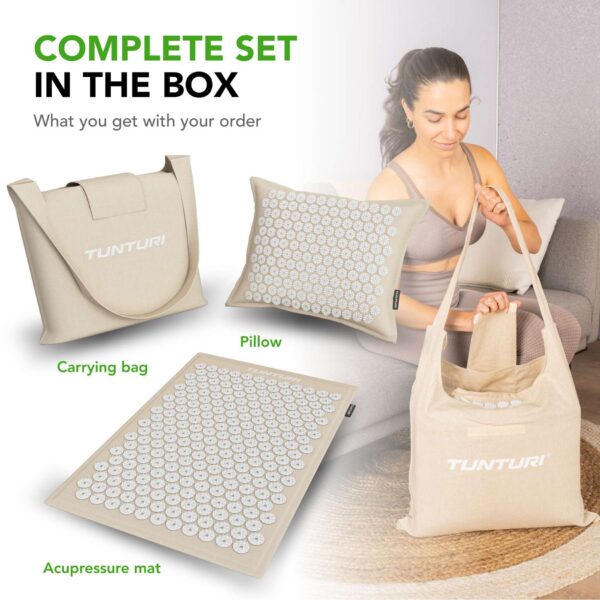 Akupunktuurimatt ja -padi TUNTURI PRO Acupressure Mat And Pillow, Beige - Image 7
