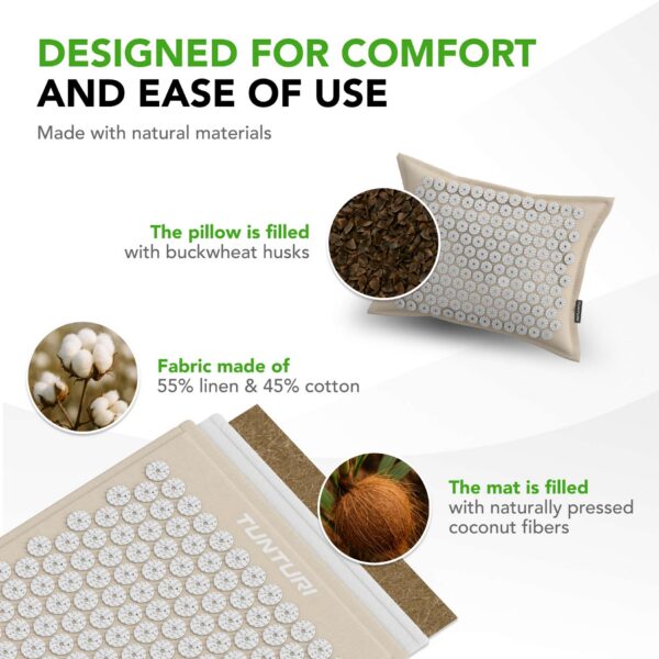Akupunktuurimatt ja -padi TUNTURI PRO Acupressure Mat And Pillow, Beige - Image 8