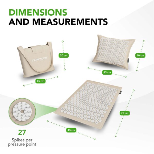Akupunktuurimatt ja -padi TUNTURI PRO Acupressure Mat And Pillow, Beige - Image 9