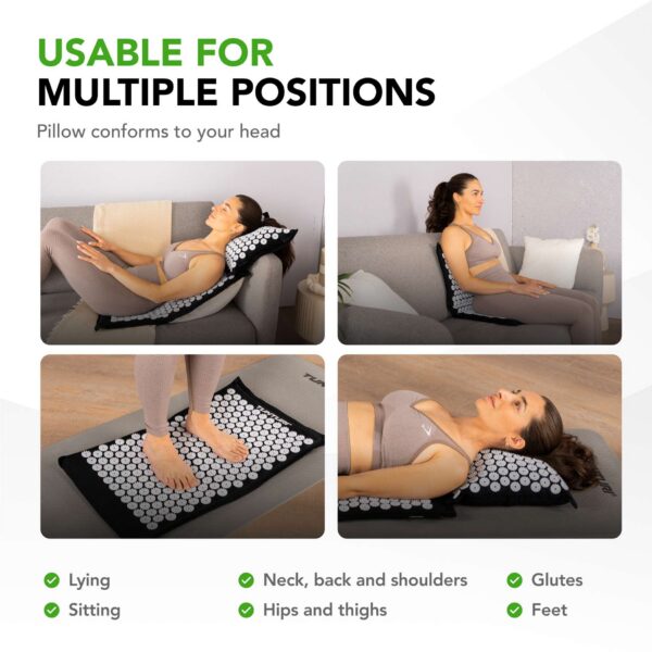 Akupunktuurimatt ja -padi TUNTURI PRO Acupressure Mat And Pillow, Black - Image 3
