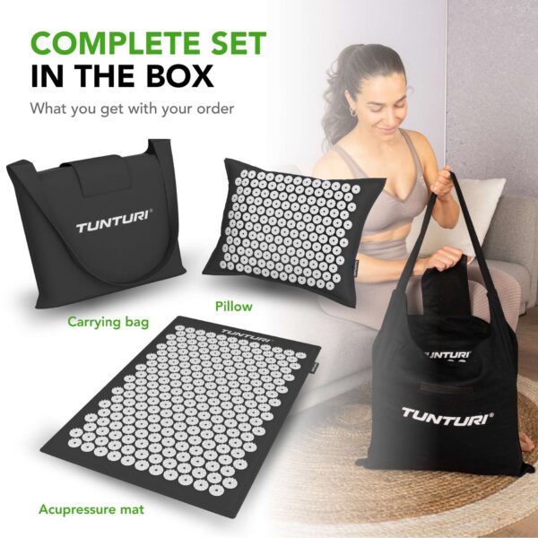 Akupunktuurimatt ja -padi TUNTURI PRO Acupressure Mat And Pillow, Black - Image 6