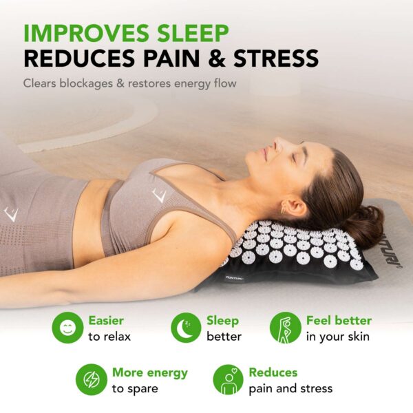 Akupunktuurimatt ja -padi TUNTURI PRO Acupressure Mat And Pillow, Black - Image 7