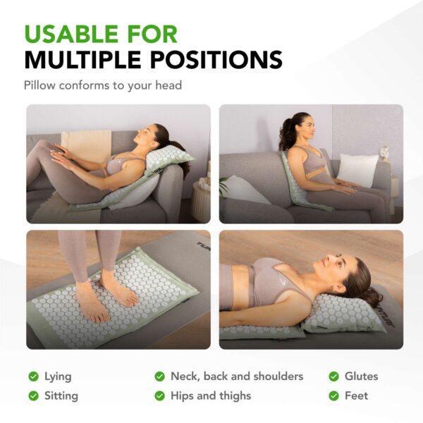 Punktimassaaži matt jaa padi TUNTURI PRO Acupressure Mat And Pillow, Mint - Image 3