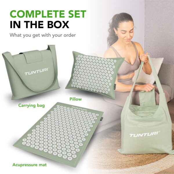 Punktimassaaži matt jaa padi TUNTURI PRO Acupressure Mat And Pillow, Mint - Image 5
