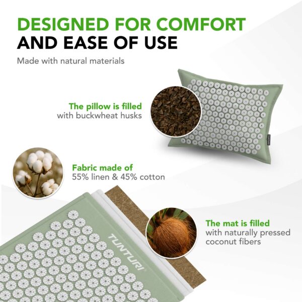 Punktimassaaži matt jaa padi TUNTURI PRO Acupressure Mat And Pillow, Mint - Image 6