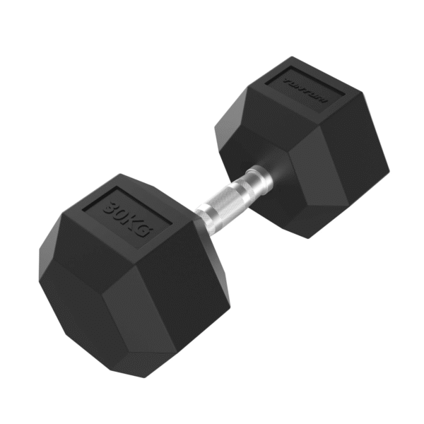 Hantel TUNTURI Platinum Hex Rubber Dumbbell, 30kg