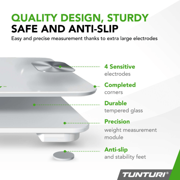 Kaal TUNTURI SC30 Smart Scale with App, valge - Image 3
