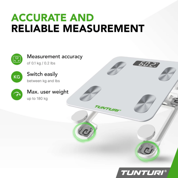 Kaal TUNTURI SC30 Smart Scale with App, valge - Image 4