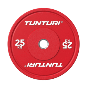 Raskusketas TUNTURI Platinum Bumper Plate, punane, 50mm, 25 kg